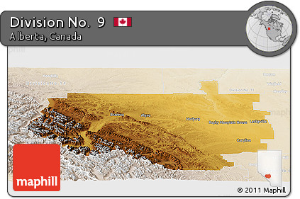 Physical Panoramic Map of Division No.  9, lighten