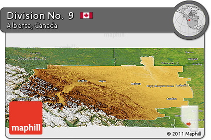 Physical Panoramic Map of Division No.  9, satellite outside