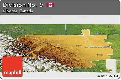 Physical Panoramic Map of Division No.  9, satellite outside
