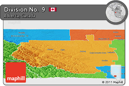 Political Panoramic Map of Division No.  9