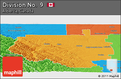 Political Panoramic Map of Division No.  9