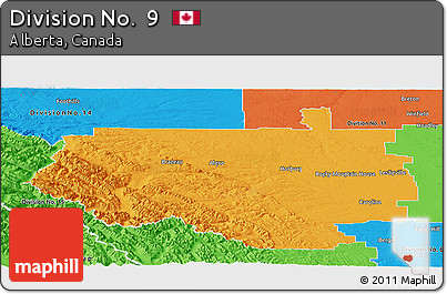 Political Panoramic Map of Division No.  9