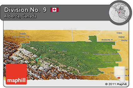 Satellite Panoramic Map of Division No.  9, physical outside