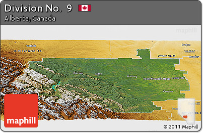 Satellite Panoramic Map of Division No.  9, physical outside