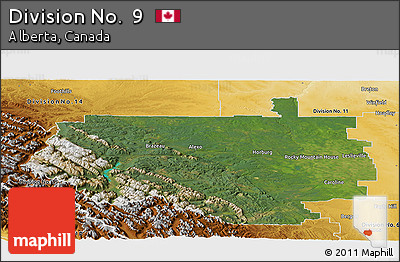 Satellite Panoramic Map of Division No.  9, physical outside