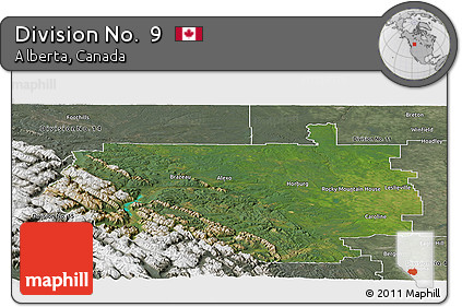 Satellite Panoramic Map of Division No.  9, semi-desaturated