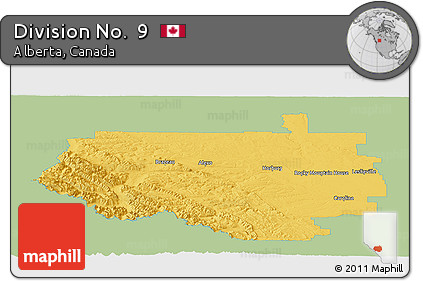 Savanna Style Panoramic Map of Division No.  9, single color outside