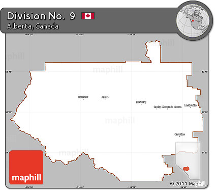 Gray Simple Map of Division No.  9, cropped outside
