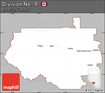 Gray Simple Map of Division No.  9, cropped outside