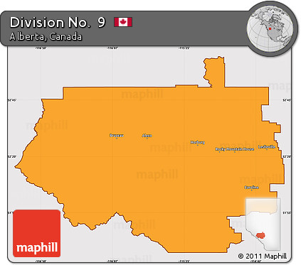 Political Simple Map of Division No.  9, cropped outside