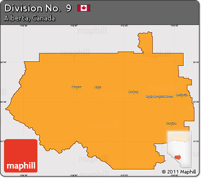Political Simple Map of Division No.  9, cropped outside