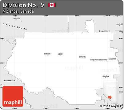 Silver Style Simple Map of Division No.  9