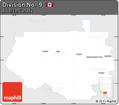 Silver Style Simple Map of Division No.  9, single color outside