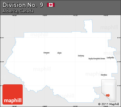 Silver Style Simple Map of Division No.  9, single color outside