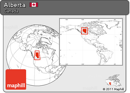 Blank Location Map of Alberta, within the entire country