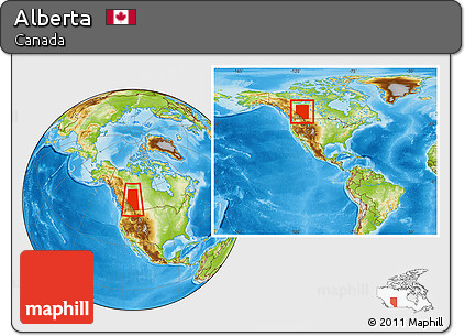 Physical Location Map of Alberta, within the entire country