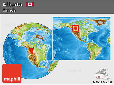 Physical Location Map of Alberta, within the entire country