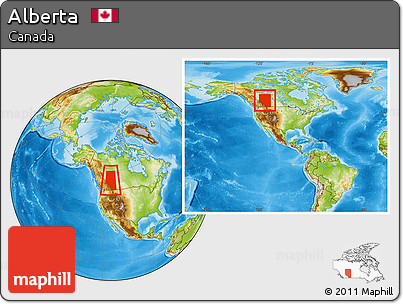 Physical Location Map of Alberta, within the entire country