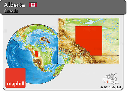 Physical Location Map of Alberta