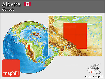 Physical Location Map of Alberta