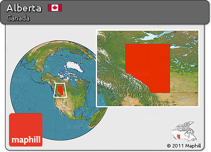 Satellite Location Map of Alberta