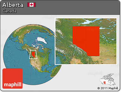 Satellite Location Map of Alberta