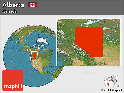Satellite Location Map of Alberta