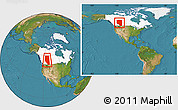 Satellite Location Map of Alberta, highlighted country, within the entire country