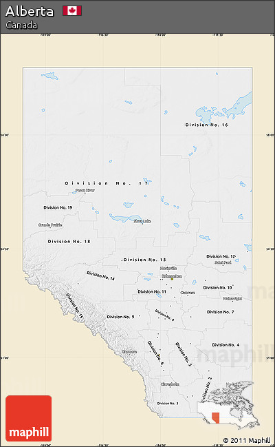 Classic Style Map of Alberta, single color outside