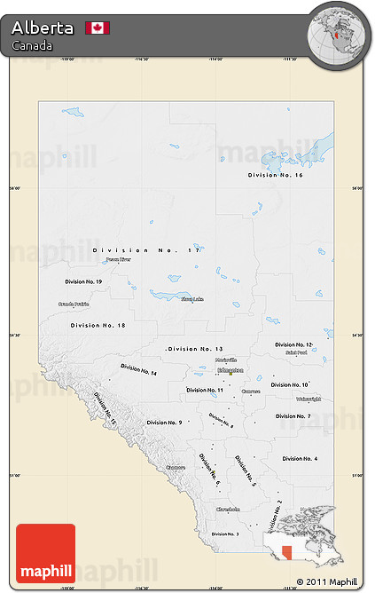 Classic Style Map of Alberta, single color outside