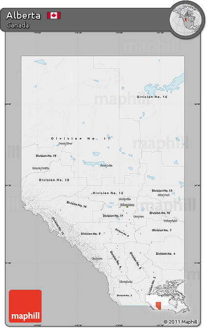 Gray Map of Alberta, single color outside