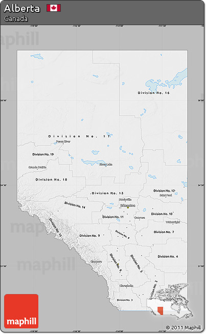 Gray Map of Alberta, single color outside