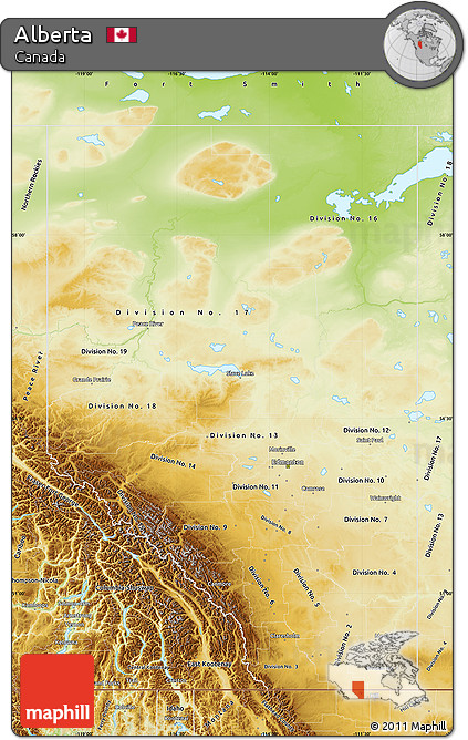 Physical Map of Alberta