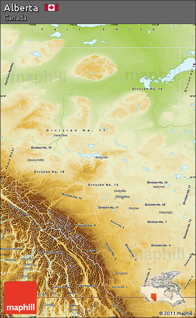 Physical Map of Alberta