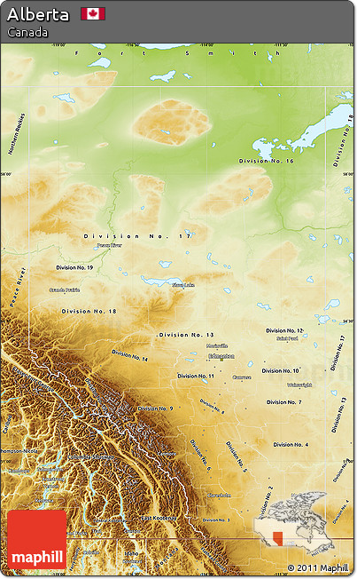 Physical Map of Alberta