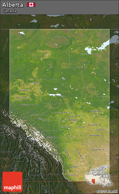 Satellite Map of Alberta, darken