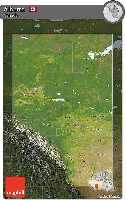Satellite Map of Alberta, darken