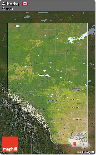 Satellite Map of Alberta, darken