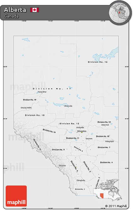 Silver Style Map of Alberta, single color outside