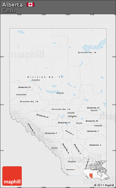 Silver Style Map of Alberta, single color outside