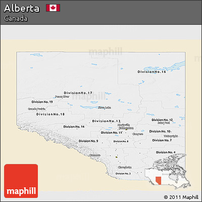 Classic Style Panoramic Map of Alberta, single color outside