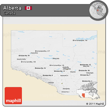 Classic Style Panoramic Map of Alberta, single color outside