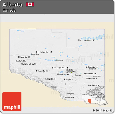 Classic Style Panoramic Map of Alberta, single color outside