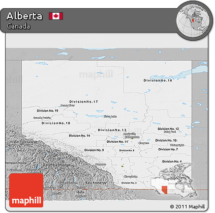 Gray Panoramic Map of Alberta