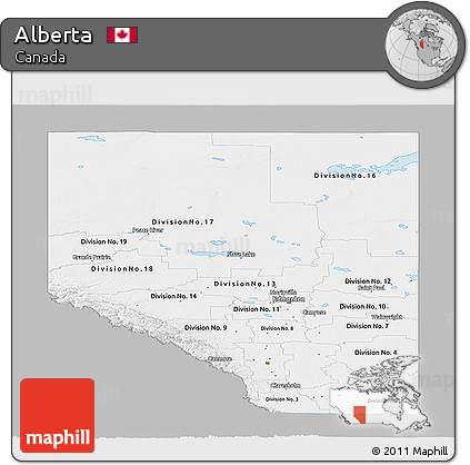 Gray Panoramic Map of Alberta, single color outside