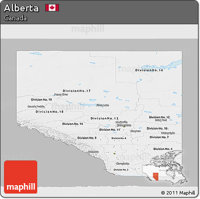 Gray Panoramic Map of Alberta, single color outside