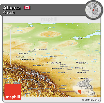 Physical Panoramic Map of Alberta