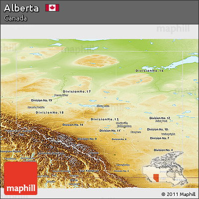 Physical Panoramic Map of Alberta