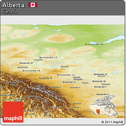Physical Panoramic Map of Alberta