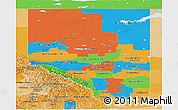 Political Panoramic Map of Alberta, political shades outside